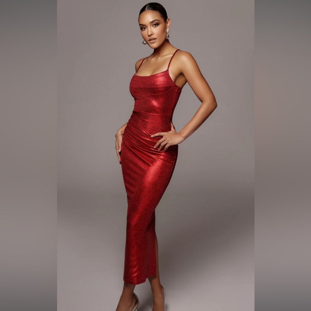 RED RUBI COWL NECK COCKTAIL DRESS